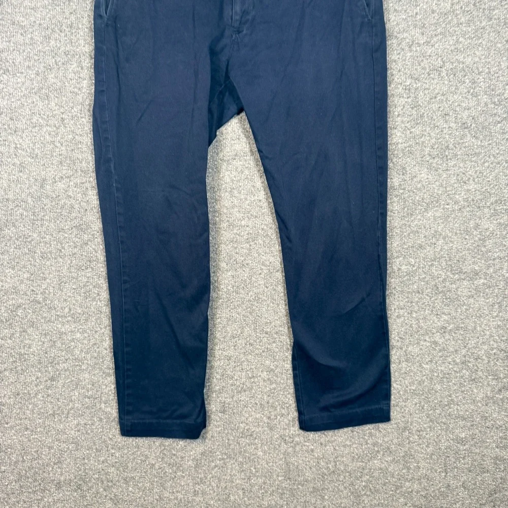 J Crew Stretch Chino Pants Mens 33x28 Navy Blue Stretch Flat Front Cotton Casual